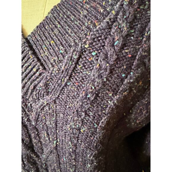 Clifford & Wills Purple V-Neck Oversized Cable Knit Sweater Size Small - Picture 4 of 5